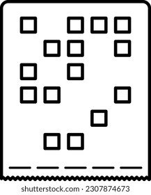 Vector illustration of a punch card line icon. Computer punch card.