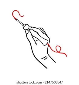 Vector illustration of punch needle. Carpet embroidery tool. hobby, handicraft