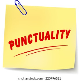 Vector illustration of punctuality paper message on white background