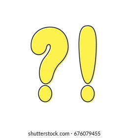 Vector illustration of punctuation marks. Question mark, exclamation mark.