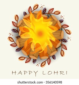 Vector illustration of Punjabi Festival Happy Lohri  celebration with colorful Background.