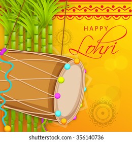 Vector illustration of Punjabi Festival Happy Lohri  celebration with colorful Background.