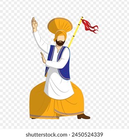 Vektorillustration von Punjabi Mann Tanz Cartoon auf transparentem Hintergrund