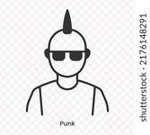 Vector illustration of Punk icon in dark color and transparent background(png).