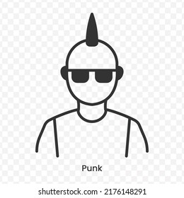 Vector illustration of Punk icon in dark color and transparent background(png).