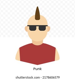 Ilustración vectorial del icono Punk en color oscuro y fondo transparente (png).