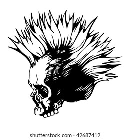 vector illustration with punk skull