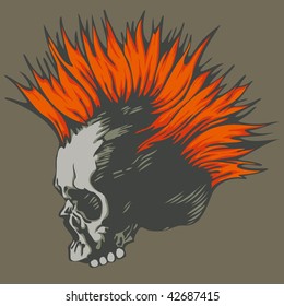 Vector illustration with punk skull