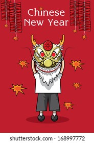 vector illustration of puppet dragon hinese New Year