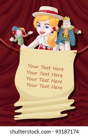 Vector illustration, puppet theater invitation, card concept.