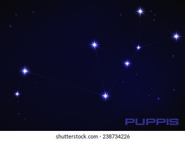 Vector illustration of Puppies constellation in blue 