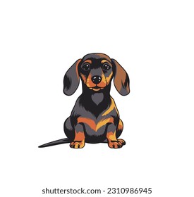 Vector illustration of a puppy of the Dachshund breed on a white background