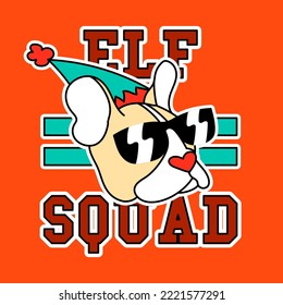 VECTOR ILLUSTRATION OF A PUPPY WITH ELF HAT, SLOGAN PRINT