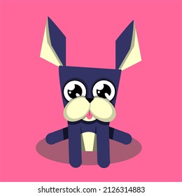 Vector illustration of a puppy. Flat puppy in cartoon style. A puppy on a minimalistic background. A puppy from a geometric background.