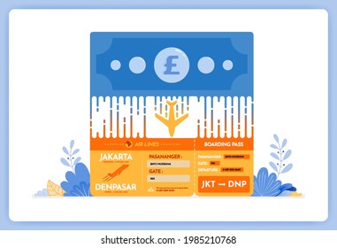 vector illustration of purchase of flight tickets. local transactions in foreign currencies. Vector illustration set isolated on white background and can be for landing page, website, poster, apps