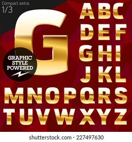 Vector illustration of pure golden font plus graphic styles. Compact extra File contains graphic styles available in Illustrator