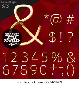 Vector illustration of pure golden font plus graphic styles. Compact normal. File contains graphic styles available in Illustrator