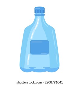 Vector illustration for pure water consumption, packaging, reusable trash concept. Plastic bottle. Container of different sizes, liter for recycling isolated on white