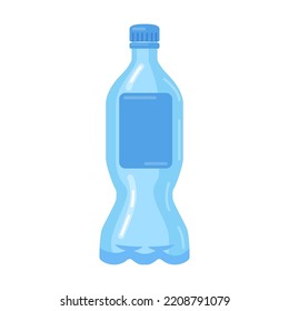 Vector illustration for pure water consumption, packaging, reusable trash concept. Plastic bottle. Transparent containers of different sizes, liter for recycling isolated on white