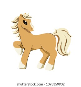 Vector illustration of purebreed palomino horse in cartoon style isolated on white