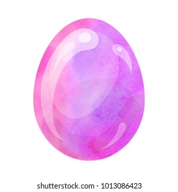 Vector illustration: purple 3d Easter egg template with watercolor marble texture for Easter holidays design isolated on white background.