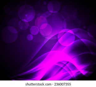 Vector illustration of purple abstract background with blurred magic neon light curved lines. wave. Technology background for computer graphic website internet.