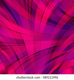 Vector illustration of purple abstract background with blurred light curved lines. Vector geometric illustration.