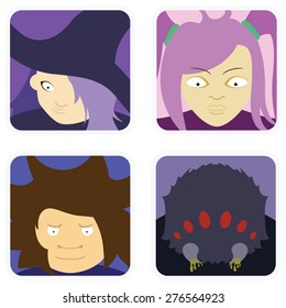 vector illustration of purple avatars