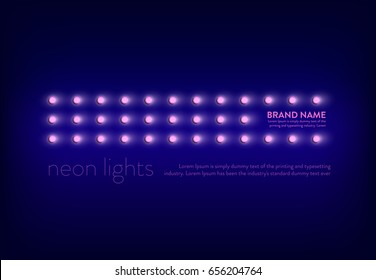 Vector illustration of a purple background with a several lines of pink neon lights. Excellent banner for advertising holiday discounts and sales