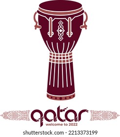  Fondo púrpura de ilustración vectorial. Colores nacionales. Dando la bienvenida a Qatar. Patrón del mundo de Qatar con elementos modernos y tradicionales.