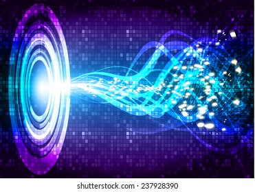 Vector illustration of purple blue abstract background with blurred magic neon light curved lines. wave. Technology background for computer graphic website internet. 