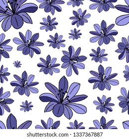 Vector illustration of purple blue flower agapanthus africanus for flower shops, invitations, tag and icon, inspirational cards. Flower background EPS10