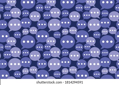 vector illustration purple bubble chat communication repeat seamless pattern doodle cartoon style. Great for fabric packaging wallpaper