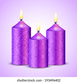 Vector illustration of purple candles