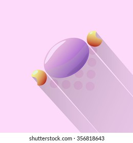 Vector illustration of a purple candy with long shadow