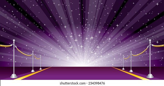 vector illustration with purple carpet and star burst