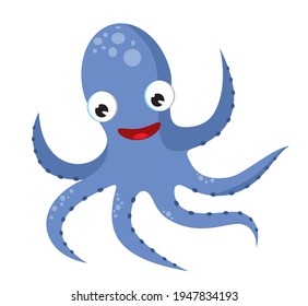 Vector illustration of a purple cartoon octopus.
