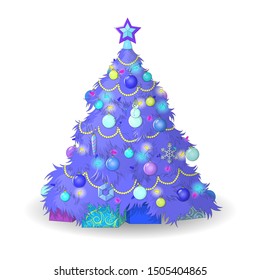 Vector illustration. Purple Christmas tree. EPS 10