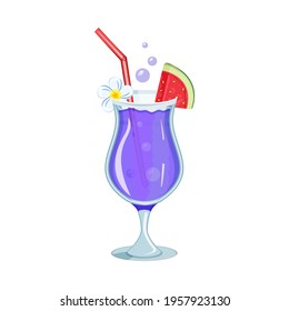 Vector illustration of a purple cocktail in a glass isolated on a white background.