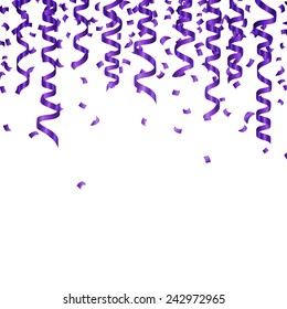 Vector Illustration Of Purple Confetti And Party Streamers