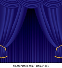 Vector illustration of purple curtain.