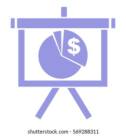 Ilustración vectorial del icono de la gráfica de un dólar morado
