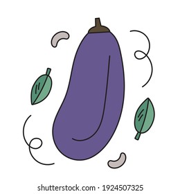 Vector illustration of a purple eggplant.