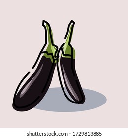 Vector illustration of purple eggplant design