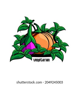 vector illustration of purple eggplant, pumpkin, good for templates, labels and more