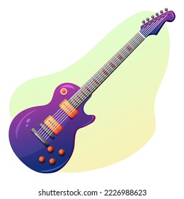 Vector illustration of purple electric guitar. Musical instrument. Isolated object in cartoon style.