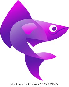 Vector Illustration of purple fish on a white background. It can be used for the logo, icon, decoration for brochure, print on clothes, cover, card. Seafood business concept.
