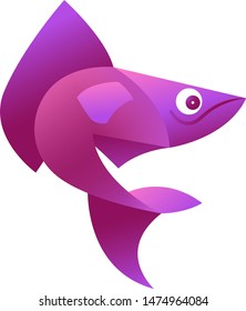 Vector Illustration of purple fish on a white background. It can be used for the logo, icon, decoration for brochure, print on clothes, cover, card. Seafood business concept.