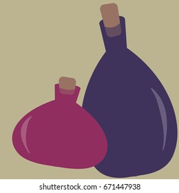 Vector illustration purple flasks/Purple alchemy flask