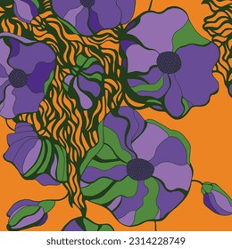 Vector illustration of purple fllowers